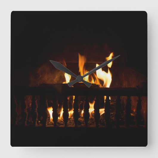 自宅の暖炉 スクエア壁時計 (正面)