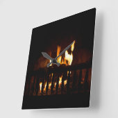 自宅の暖炉 スクエア壁時計 (傾斜)