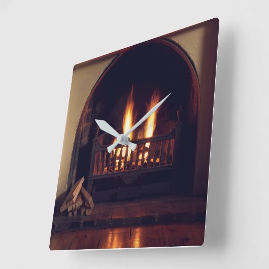自宅の暖炉 スクエア壁時計 (傾斜)