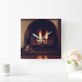 自宅の暖炉 スクエア壁時計 (ホーム)