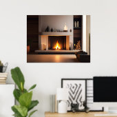 自宅の暖炉 ポスター (ホームオフィス)