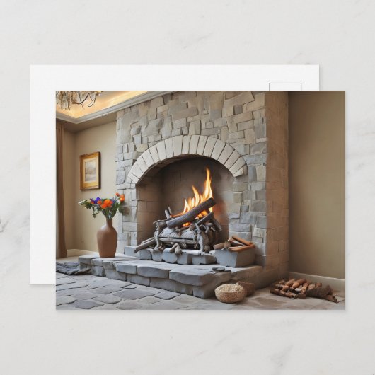 自宅の暖炉 ポストカード (正面/裏面)