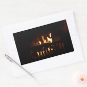 自宅の暖炉 長方形シール (封筒)