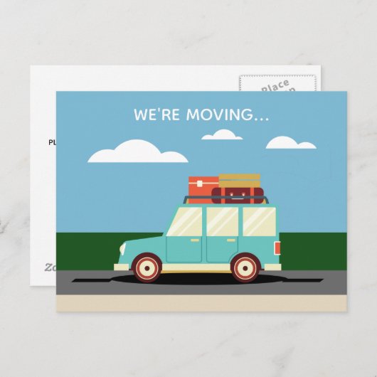 自宅住所の変更かわいいカスタム 案内ポストカード (正面/裏面)