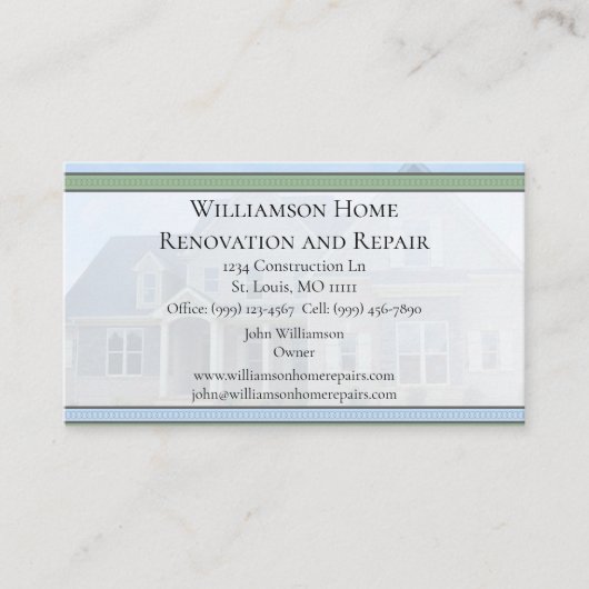 自宅修理およびリノベーション名刺 名刺 (正面)