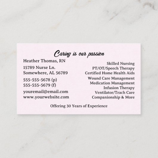 自宅医療サービス 名刺 (裏面)