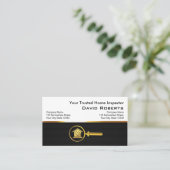 自宅検モダン査ブラック金ゴールド実在エステートQR 名刺 (スタンド正面)