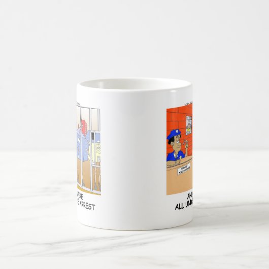 自宅監禁おもしろい警察マグティTeeカードギフトなど コーヒーマグカップ (中央)