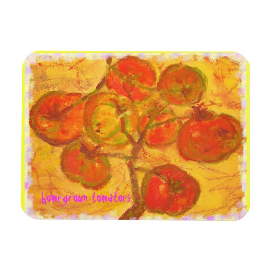 自家栽培のトマトの芸術 マグネット (横)