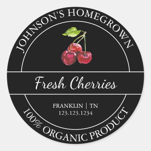 自家栽培ガーデンフレッシュオーガニックさくらんぼラベル ラウンドシール (正面)