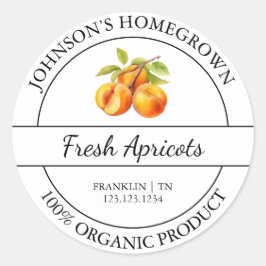 自家栽培ガーデンフレッシュオーガニックアプリコットラベル ラウンドシール