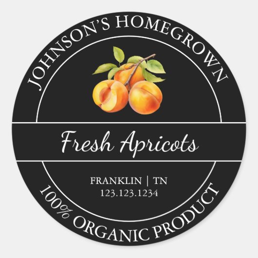 自家栽培ガーデンフレッシュオーガニックアプリコットラベル ラウンドシール (正面)