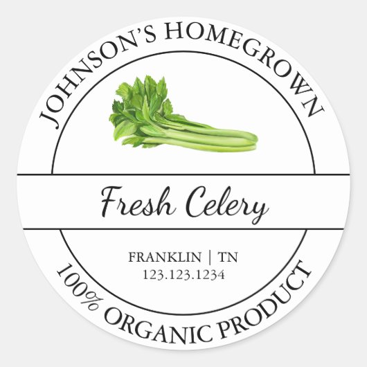 自家栽培ガーデンフレッシュオーガニックセロリーラベル ラウンドシール (正面)