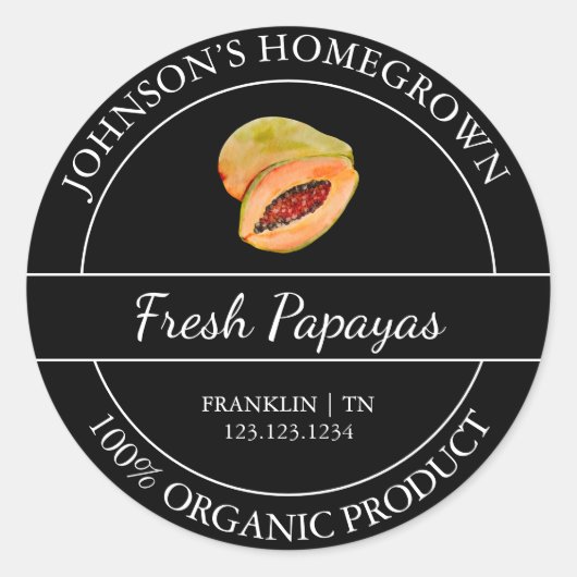 自家栽培ガーデンフレッシュオーガニックパパイヤラベル ラウンドシール (正面)