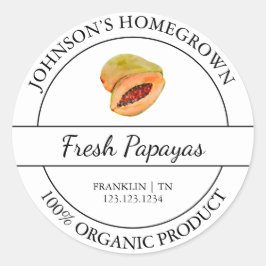 自家栽培ガーデンフレッシュオーガニックパパイヤラベル ラウンドシール
