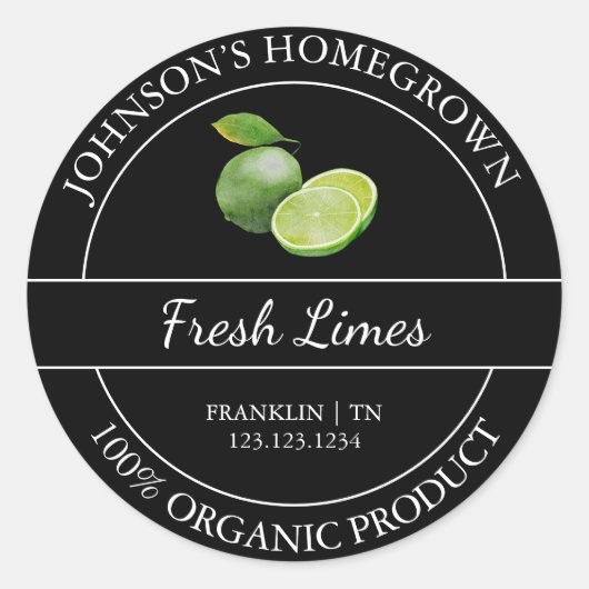 自家栽培ガーデンフレッシュオーガニックライムラベル ラウンドシール (正面)