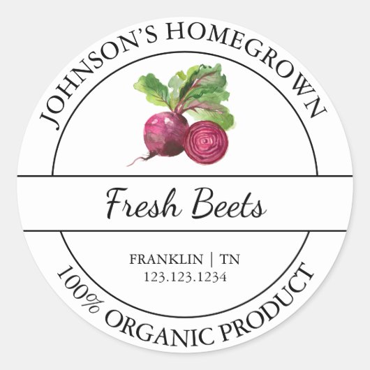 自家栽培ガーデンフレッシュビーツオーガニックレーベル ラウンドシール (正面)