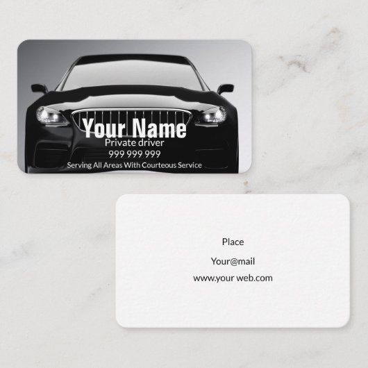 自家用自動車又はタクシーエレガントブラックビジネスカード 名刺 (正面/裏面)