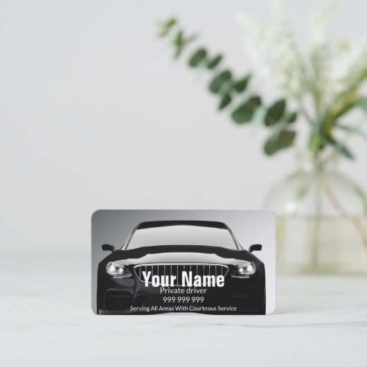 自家用自動車又はタクシーエレガントブラックビジネスカード 名刺 (スタンド正面)