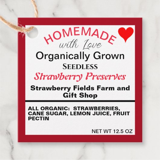自家製いちご保存感謝ハート フェイバータグ (正面)