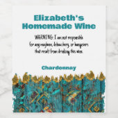 自家製おもしろいワイン警告のカスタムティール(緑がかった色) ワインラベル (シングルラベル)