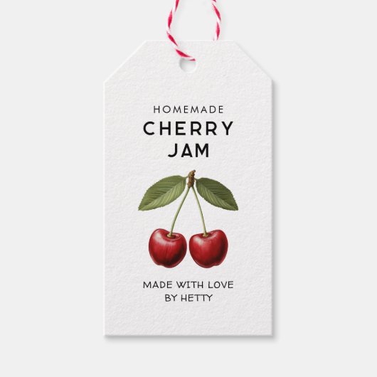 自家製さくらんぼジャムラベルヴィンテージスタイル ギフトタグ (正面)