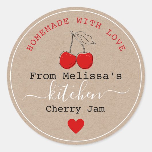 自家製さくらんぼジャムKraftのキッチン ラウンドシール (正面)