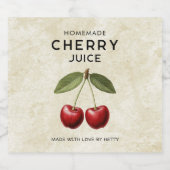 自家製さくらんぼジュースラベルヴィンテージスタイル リキュールボトルラベル (シングルラベル)