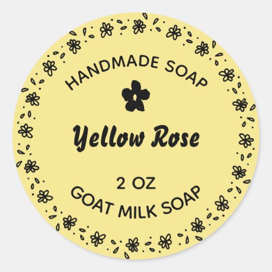 自家製せっけん素朴花リースカントリーイエロー ラウンドシール (正面)