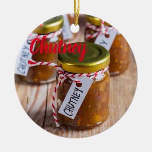 自家製のチュトニーオニオンパイナップルキッチンギフト セラミックオーナメント (正面)