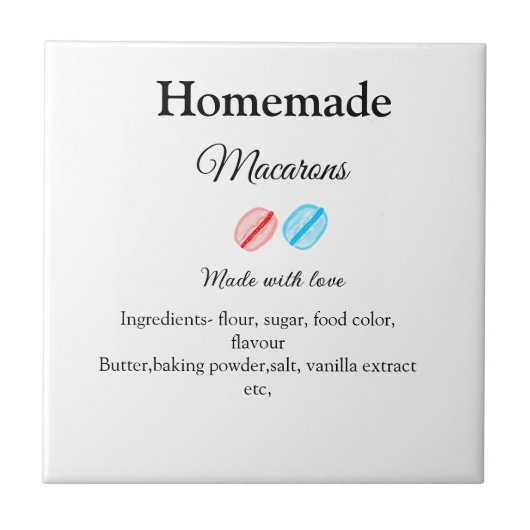 自家製のマカロンに愛Bで作った食材を加える タイル (正面)