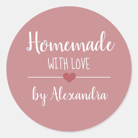 自家製の愛ヴィンテージピンクのスクリプトカスタム ラウンドシール (正面)