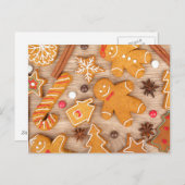 自家製の様々なクリスマスジンジャーブレッドCookie シーズンポストカード (正面/裏面)