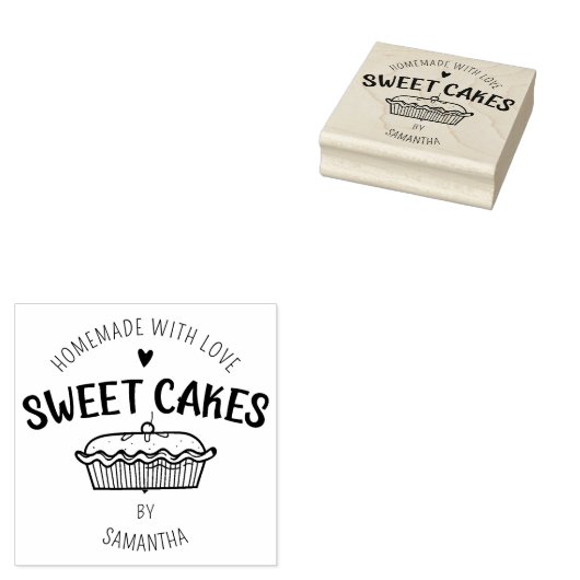 自家製の甘いケーキを自分で作る ラバースタンプ (押印)