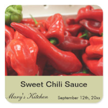 自家製の甘いチリソースボトルラベル