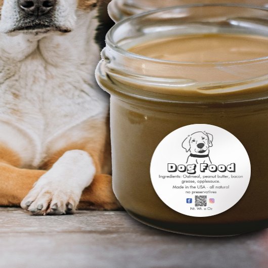 自家製の白い犬がペットフードを扱う ラウンドシール