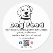 自家製の白い犬がペットフードを扱う ラウンドシール (正面)