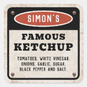 自家製の編集可能なトマトケチャップと錆びた看板 スクエアシール (正面)