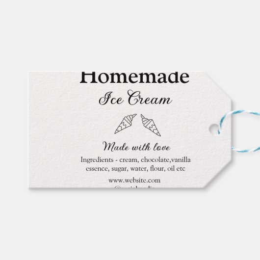 自家製アイスクリームに愛で作った食材を加える ギフトタグ (正面(横))