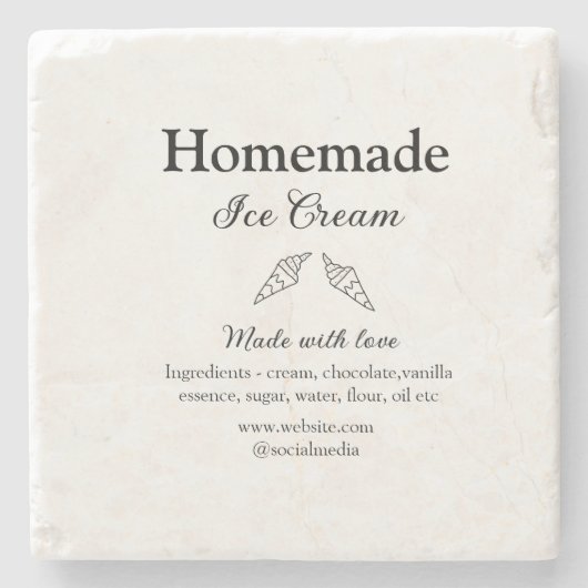 自家製アイスクリームに愛で作った食材を加える ストーンコースター (正面)