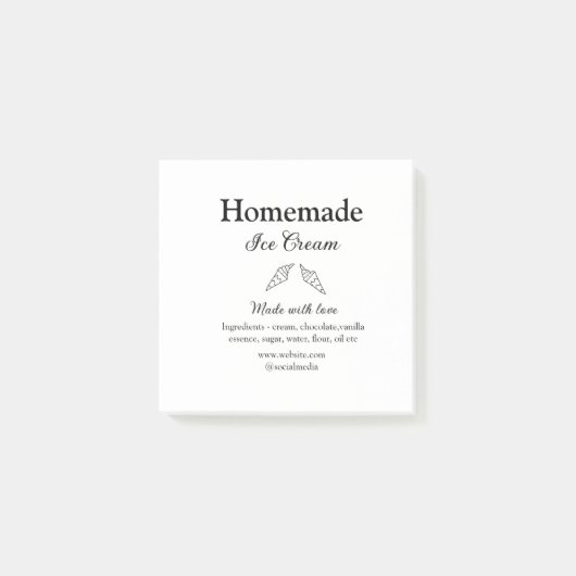 自家製アイスクリームに愛で作った食材を加える ポストイット (正面)