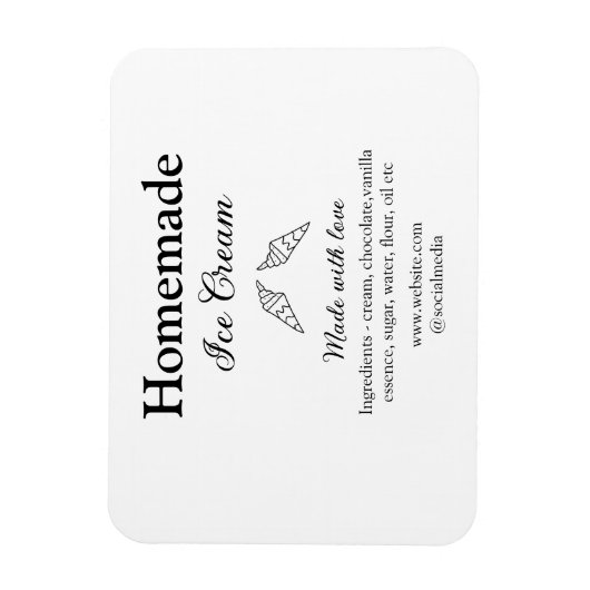 自家製アイスクリームに愛で作った食材を加える マグネット (縦)
