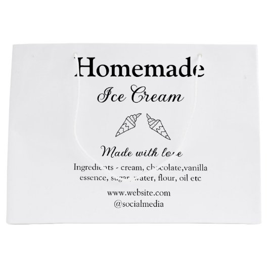 自家製アイスクリームに愛で作った食材を加える ラージペーパーバッグ (正面)