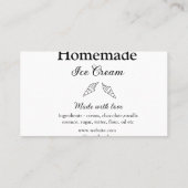 自家製アイスクリームに愛で作った食材を加える 名刺 (裏面)