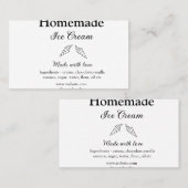 自家製アイスクリームに愛で作った食材を加える 名刺 (正面/裏面)