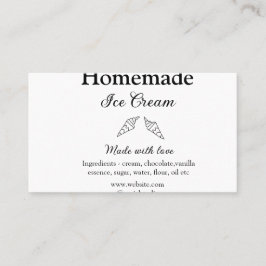 自家製アイスクリームに愛で作った食材を加える 名刺
