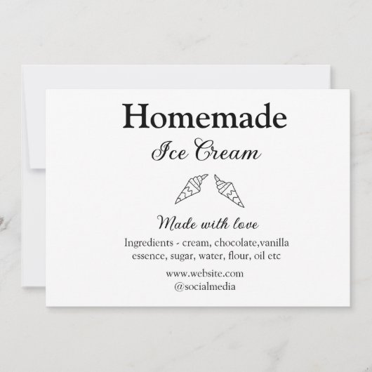 自家製アイスクリームに愛で作った食材を加える 招待状 (正面)
