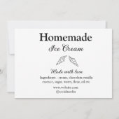 自家製アイスクリームに愛で作った食材を加える 招待状 (裏面)