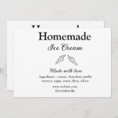 自家製アイスクリームに愛で作った食材を加える 招待状 (正面/裏面)