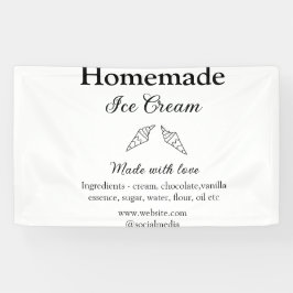 自家製アイスクリームに愛で作った食材を加える 横断幕